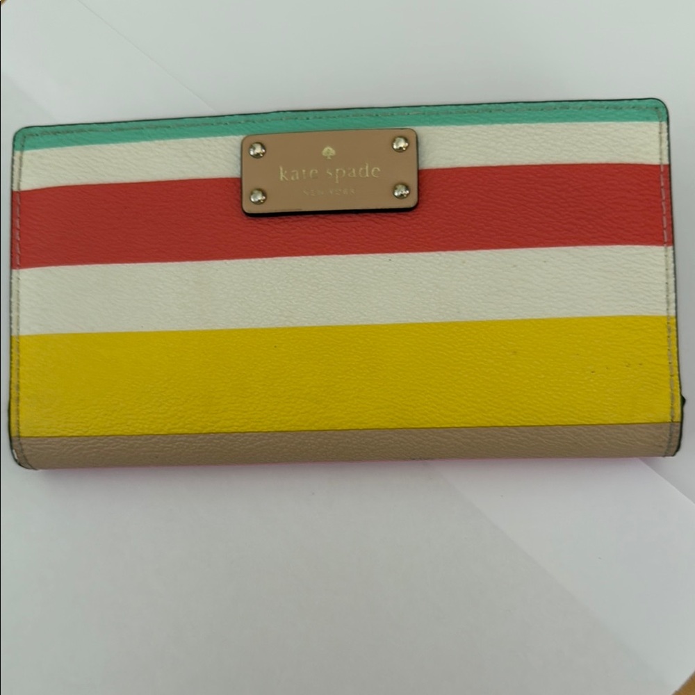 Kate Spade Stacy Grove street Classic Stripe Leather Wallet, Multi Colored